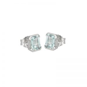 Pendientes Oro Blanco Aguamarina