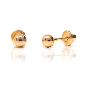 Pendientes oro rosa bola 6 mm