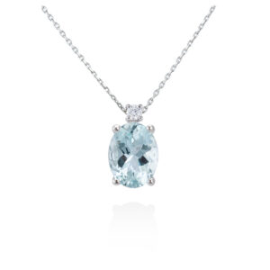 COLGANTE ORO BLANCO BRILLANTES AGUAMARINA