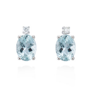 PENDIENTES ORO BLANCO AGUAMARINA BRILLANTES