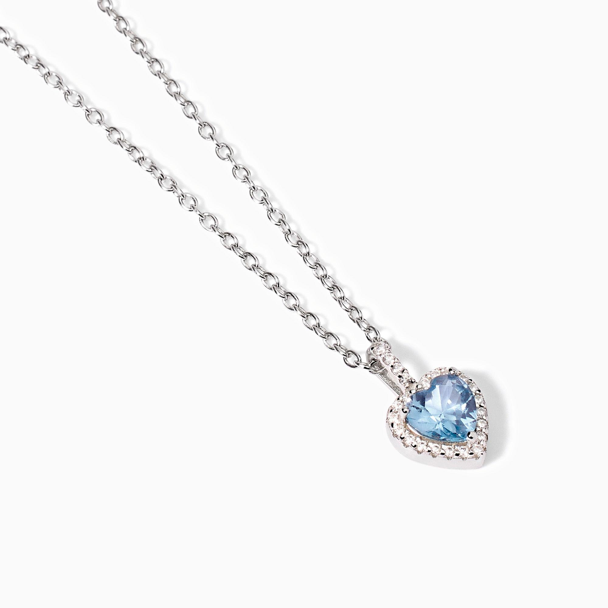 Collar Mabina plata 925 con aguamarina sintética en corazón y circonitas - Imagen 2