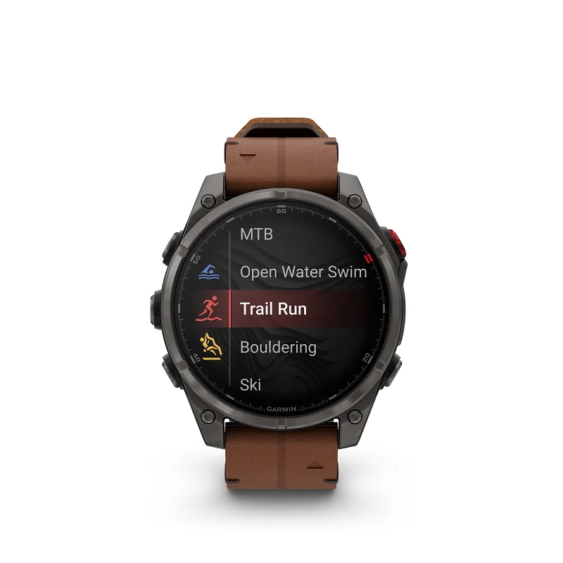 Garmin Fenix 8 Pro - 47mm AMOLED, Zafiro, Titanio DLC y cuero marrón y silicona negra 010-03198-40 - Imagen 3