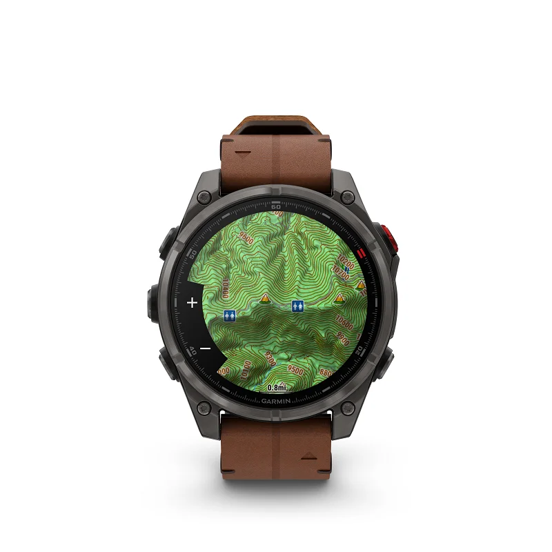 Garmin Fenix 8 Pro - 47mm AMOLED, Zafiro, Titanio DLC y cuero marrón y silicona negra 010-03198-40 - Imagen 7