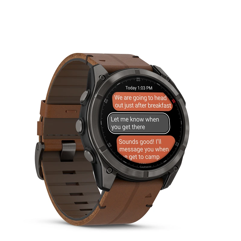 Garmin Fenix 8 Pro - 51mm AMOLED, Zafiro, Titanio DLC y cuero marrón y silicona negra 010-03199-40 - Imagen 4