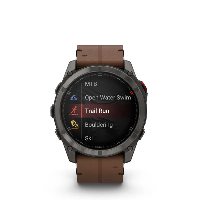 Garmin Fenix 8 Pro - 51mm AMOLED, Zafiro, Titanio DLC y cuero marrón y silicona negra 010-03199-40 - Imagen 3
