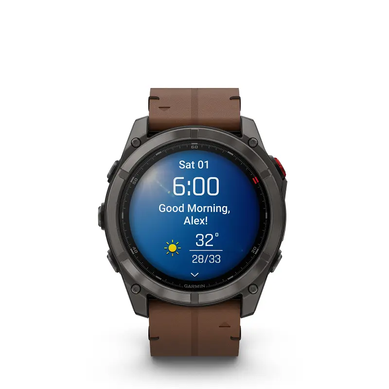 Garmin Fenix 8 Pro - 51mm AMOLED, Zafiro, Titanio DLC y cuero marrón y silicona negra 010-03199-40 - Imagen 8