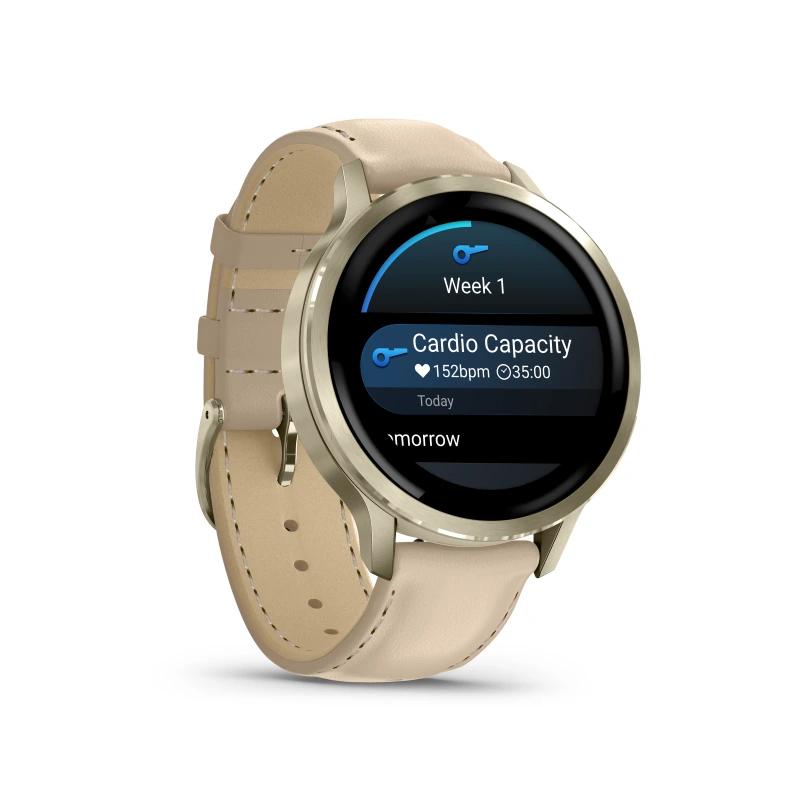 Garmin Venu 4 - 41 mm acero DLC dorado y correa de cuero y silicona beige 010-03013-03 - Imagen 5