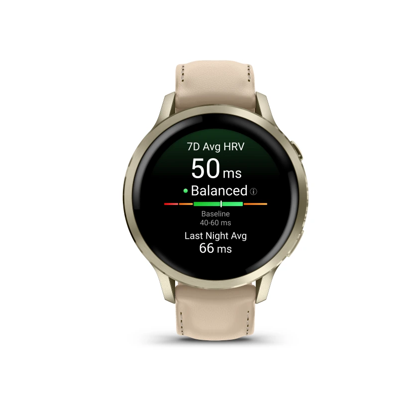 Garmin Venu 4 - 41 mm acero DLC dorado y correa de cuero y silicona beige 010-03013-03 - Imagen 2