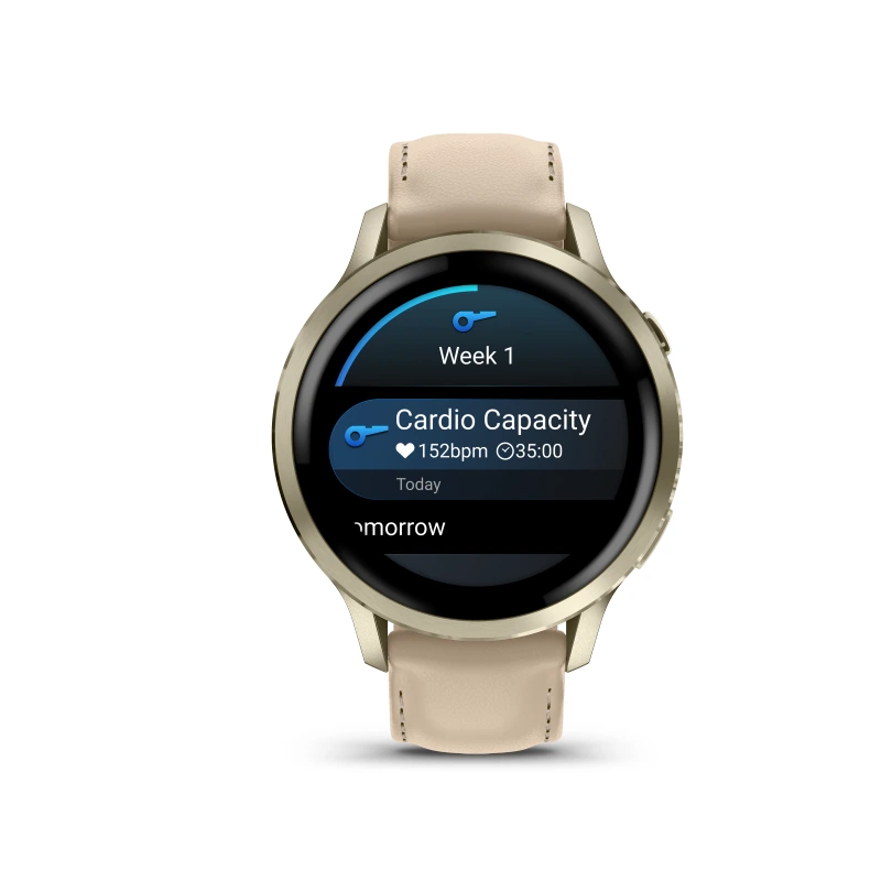 Garmin Venu 4 - 41 mm acero DLC dorado y correa de cuero y silicona beige 010-03013-03 - Imagen 3
